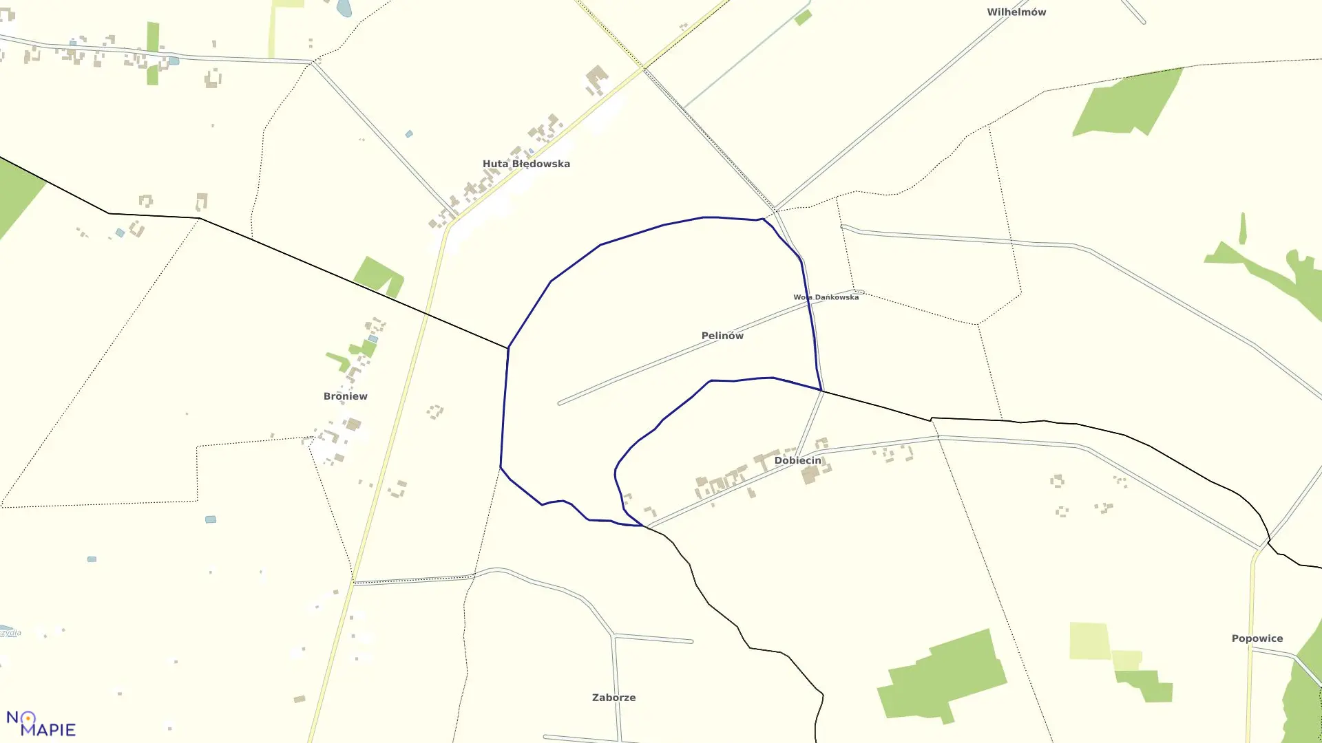 Mapa obrębu PELINÓW w gminie Błędów