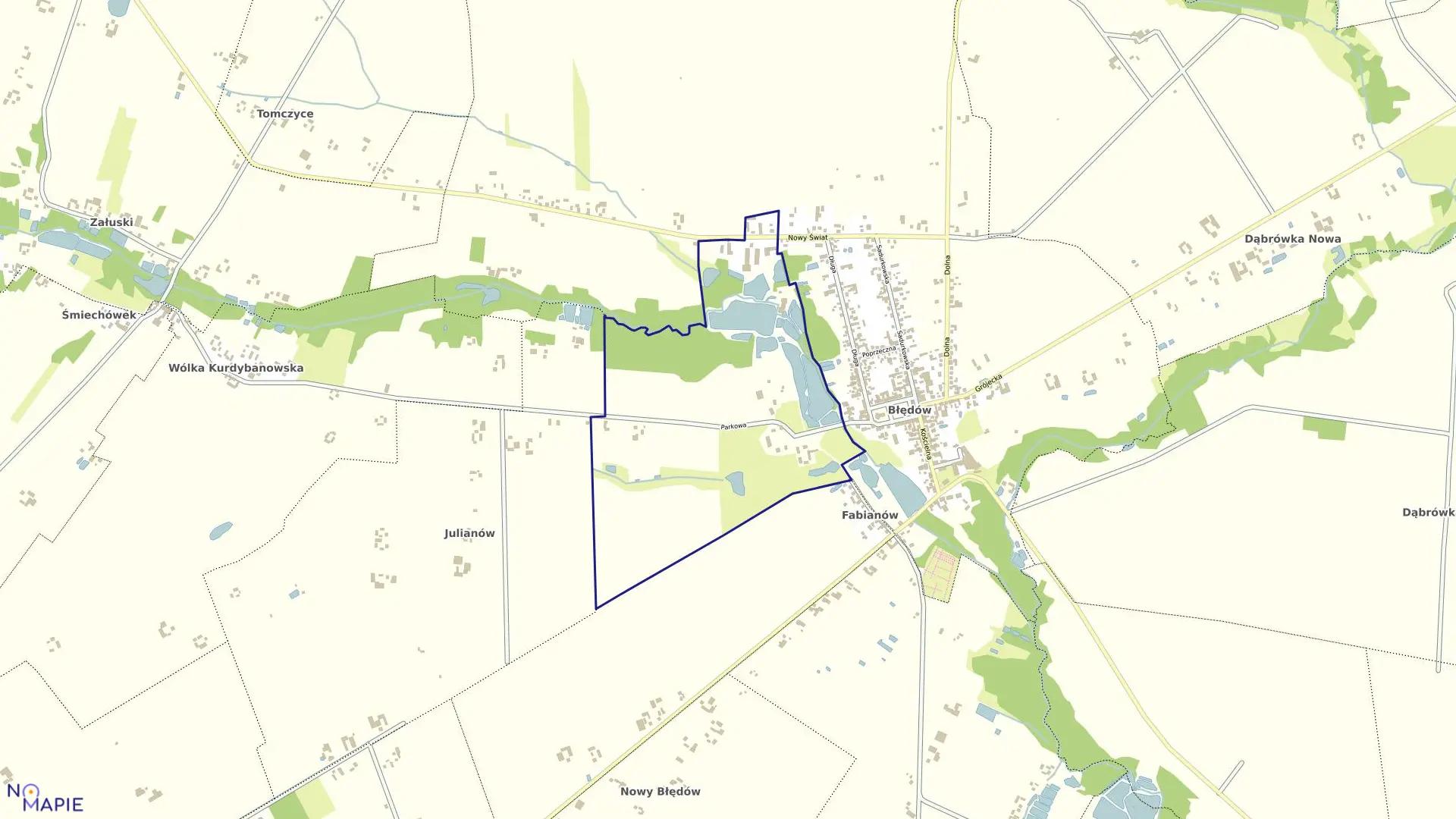 Mapa obrębu PGR BŁĘDÓW w gminie Błędów