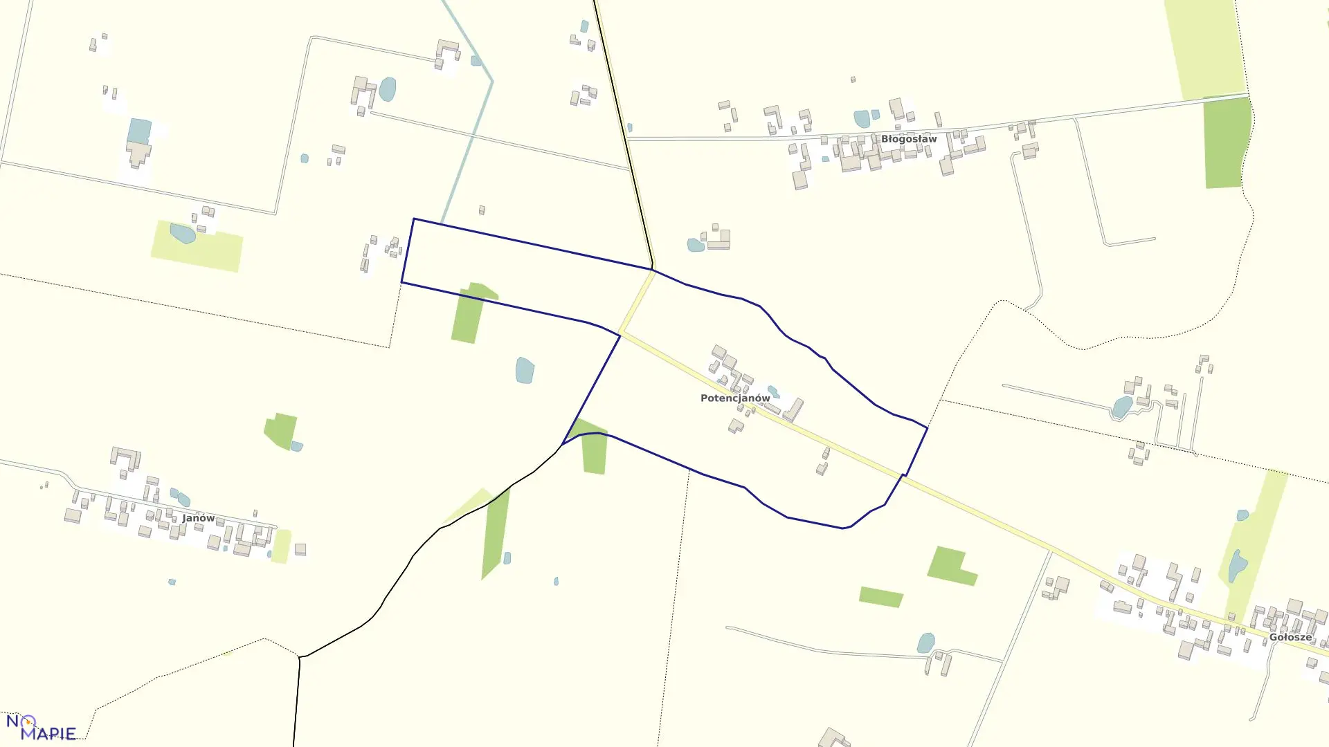 Mapa obrębu POTENCJANÓW w gminie Błędów