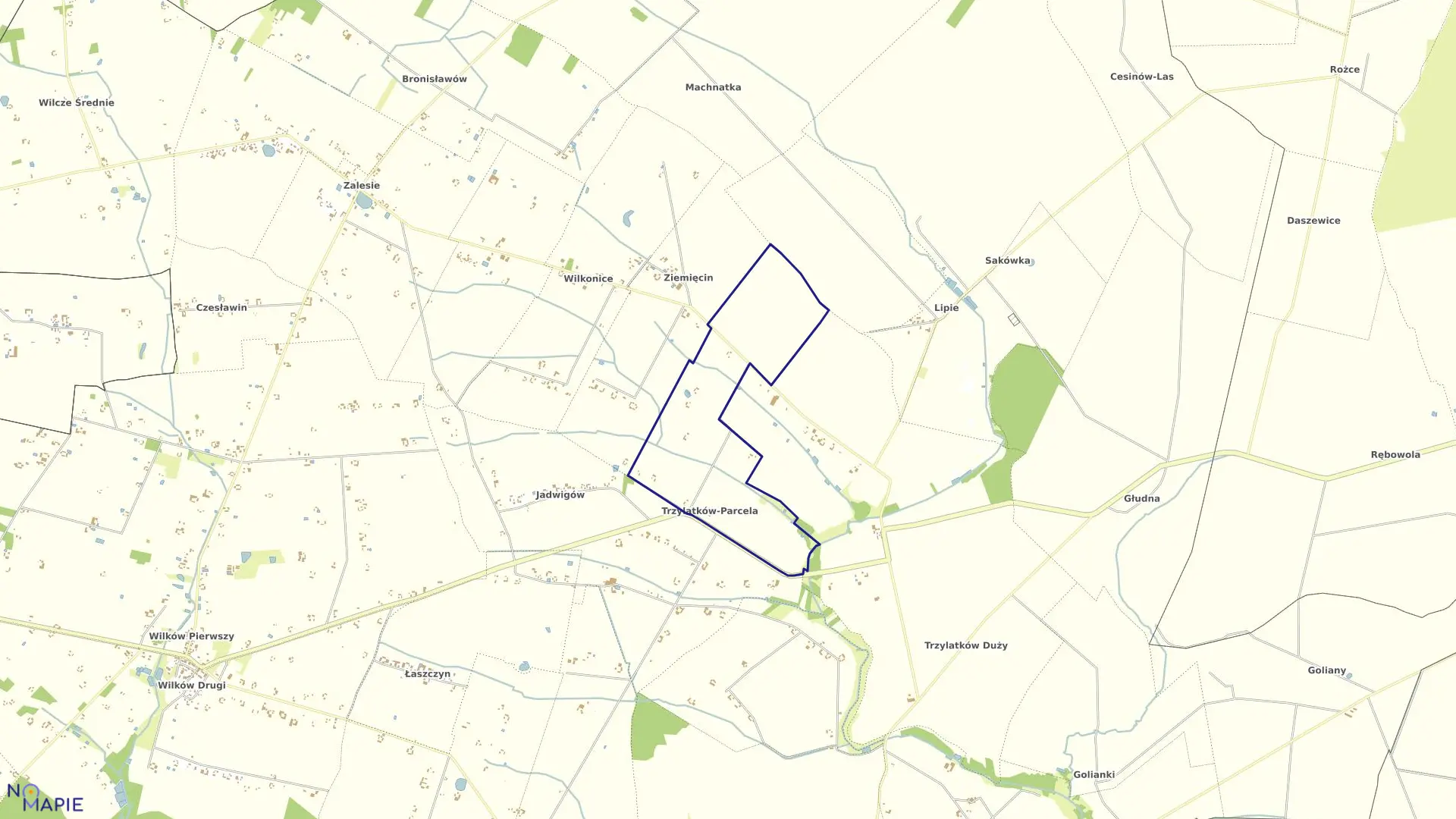 Mapa obrębu TRZYLATKÓW PARCELA w gminie Błędów